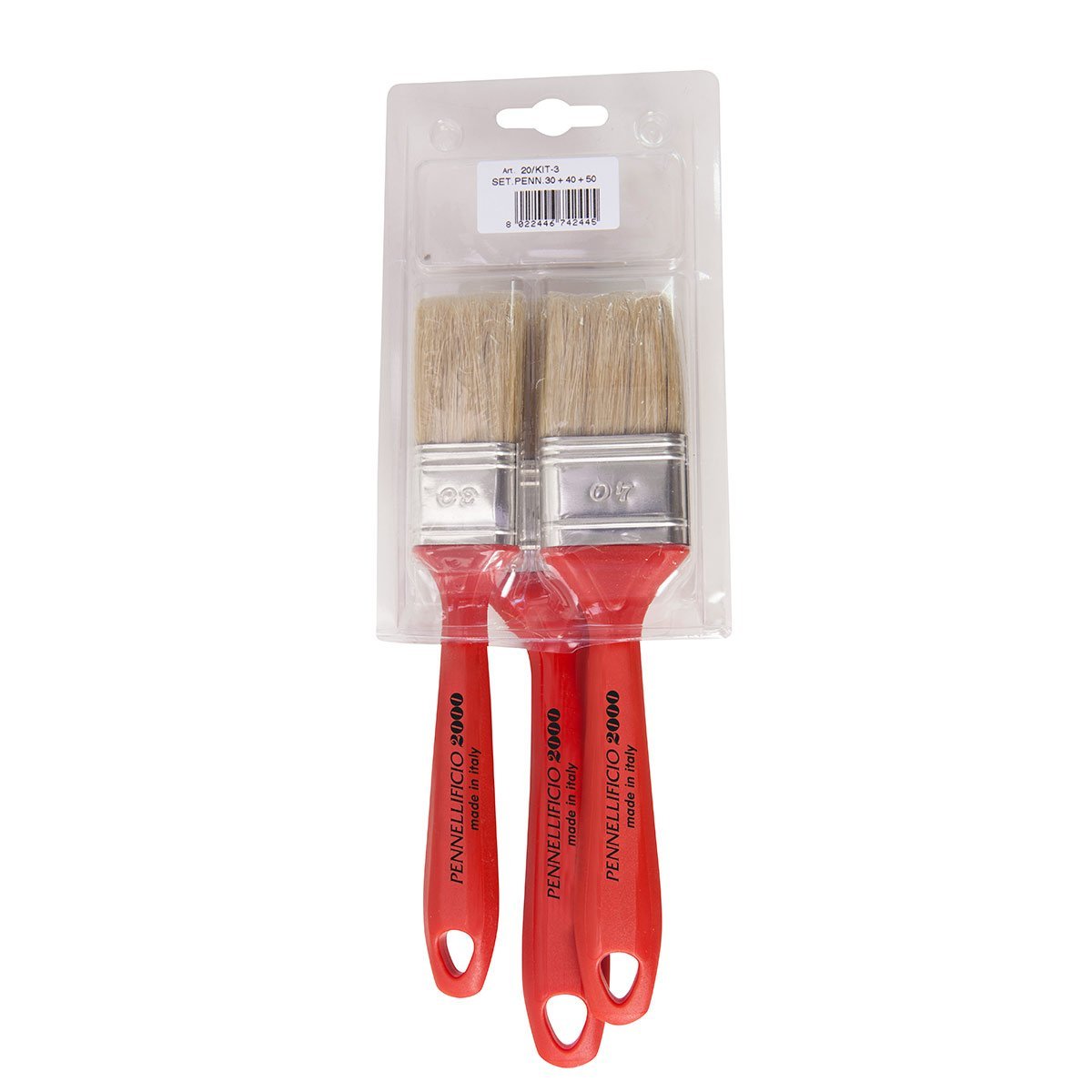 Kit 5 pennelli manico plastica, con setola